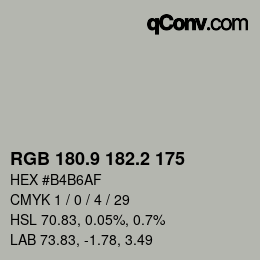 カラーコード: RGB 180.9 182.2 175 | qconv.com