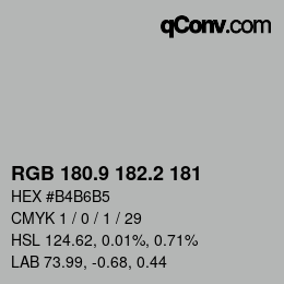Color code: RGB 180.9 182.2 181 | qconv.com