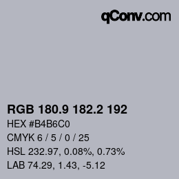 カラーコード: RGB 180.9 182.2 192 | qconv.com