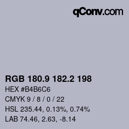 Color code: RGB 180.9 182.2 198 | qconv.com