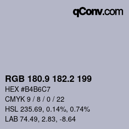 カラーコード: RGB 180.9 182.2 199 | qconv.com