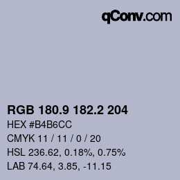 カラーコード: RGB 180.9 182.2 204 | qconv.com