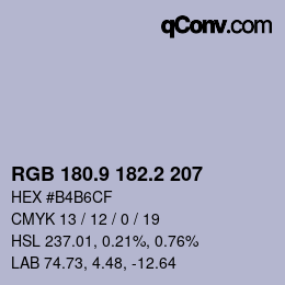 Color code: RGB 180.9 182.2 207 | qconv.com