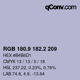 カラーコード: RGB 180.9 182.2 209 | qconv.com