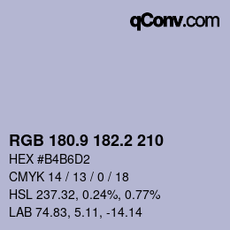 カラーコード: RGB 180.9 182.2 210 | qconv.com