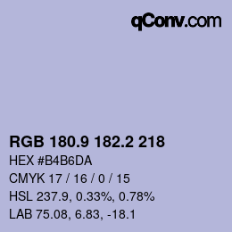 Color code: RGB 180.9 182.2 218 | qconv.com