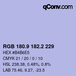 カラーコード: RGB 180.9 182.2 229 | qconv.com
