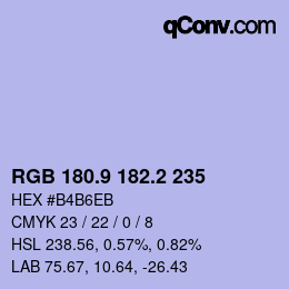 Color code: RGB 180.9 182.2 235 | qconv.com