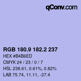 カラーコード: RGB 180.9 182.2 237 | qconv.com