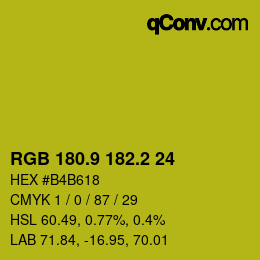 カラーコード: RGB 180.9 182.2 24 | qconv.com