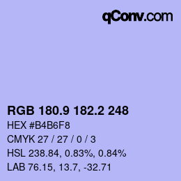 カラーコード: RGB 180.9 182.2 248 | qconv.com