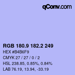 カラーコード: RGB 180.9 182.2 249 | qconv.com