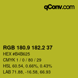 カラーコード: RGB 180.9 182.2 37 | qconv.com