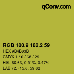 カラーコード: RGB 180.9 182.2 59 | qconv.com