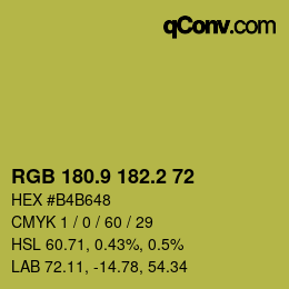 カラーコード: RGB 180.9 182.2 72 | qconv.com