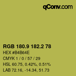カラーコード: RGB 180.9 182.2 78 | qconv.com