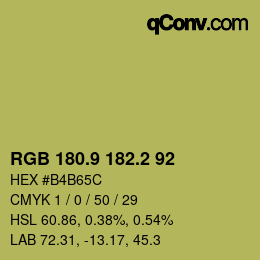 カラーコード: RGB 180.9 182.2 92 | qconv.com