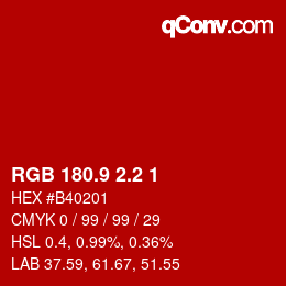 カラーコード: RGB 180.9 2.2 1 | qconv.com