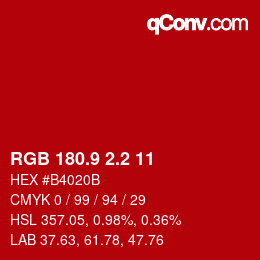 カラーコード: RGB 180.9 2.2 11 | qconv.com