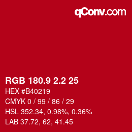 カラーコード: RGB 180.9 2.2 25 | qconv.com