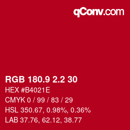 カラーコード: RGB 180.9 2.2 30 | qconv.com