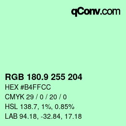 カラーコード: RGB 180.9 255 204 | qconv.com