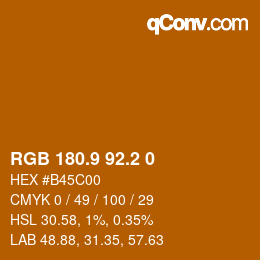 Color code: RGB 180.9 92.2 0 | qconv.com