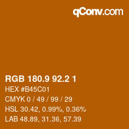 Color code: RGB 180.9 92.2 1 | qconv.com