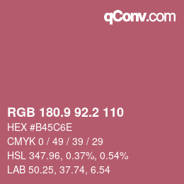 Color code: RGB 180.9 92.2 110 | qconv.com