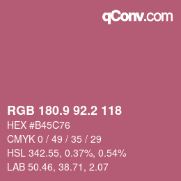 カラーコード: RGB 180.9 92.2 118 | qconv.com