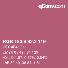 カラーコード: RGB 180.9 92.2 119 | qconv.com