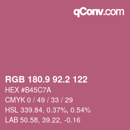 カラーコード: RGB 180.9 92.2 122 | qconv.com