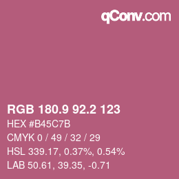 カラーコード: RGB 180.9 92.2 123 | qconv.com