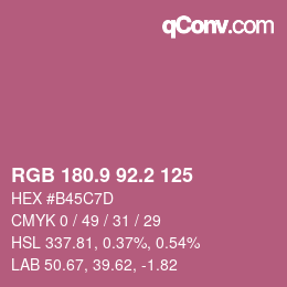 Farbcode: RGB 180.9 92.2 125 | qconv.com