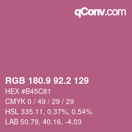 カラーコード: RGB 180.9 92.2 129 | qconv.com