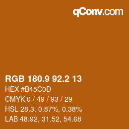 カラーコード: RGB 180.9 92.2 13 | qconv.com