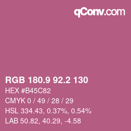 カラーコード: RGB 180.9 92.2 130 | qconv.com