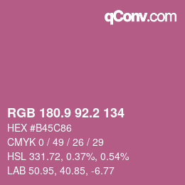 カラーコード: RGB 180.9 92.2 134 | qconv.com
