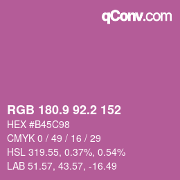 カラーコード: RGB 180.9 92.2 152 | qconv.com