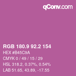 カラーコード: RGB 180.9 92.2 154 | qconv.com