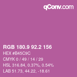 カラーコード: RGB 180.9 92.2 156 | qconv.com
