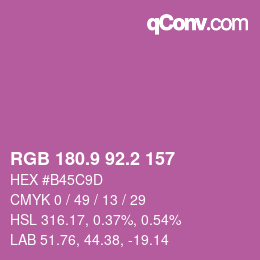 カラーコード: RGB 180.9 92.2 157 | qconv.com