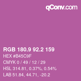 カラーコード: RGB 180.9 92.2 159 | qconv.com