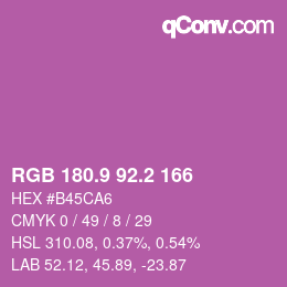 カラーコード: RGB 180.9 92.2 166 | qconv.com