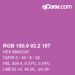 カラーコード: RGB 180.9 92.2 167 | qconv.com