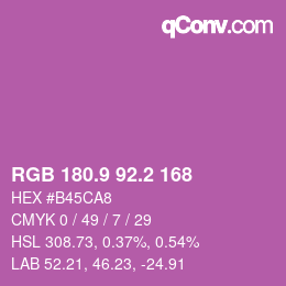 カラーコード: RGB 180.9 92.2 168 | qconv.com