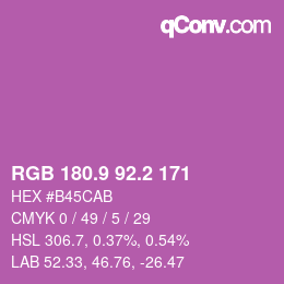 カラーコード: RGB 180.9 92.2 171 | qconv.com