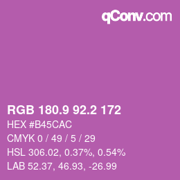 カラーコード: RGB 180.9 92.2 172 | qconv.com