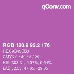 カラーコード: RGB 180.9 92.2 176 | qconv.com