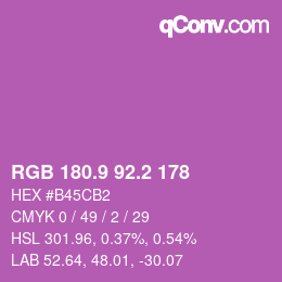 カラーコード: RGB 180.9 92.2 178 | qconv.com